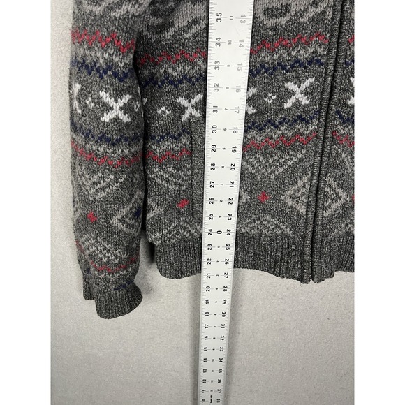 Vintage LL Bean Lambswool Sherpa Lined Sweater Jacket Mens Size S - Picture 5 of 8